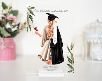 Graduation 2024, Acrylic Plaque And Stand, Graduation Print Friends, Master Graduation Present, Class Of 2024, PHD Graduation Gifts For Her