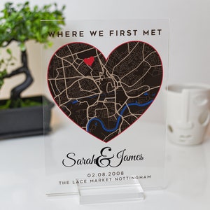 Personalised First Date Map Location Boyfriend Girlfriend Plaque Valentines  Gift