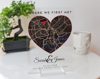 Primera cita, Regalo de aniversario para novio, Regalo para novio, Placa de primera cita, Mapa de primera fecha, impresión de fecha de boda, aniversario de marido