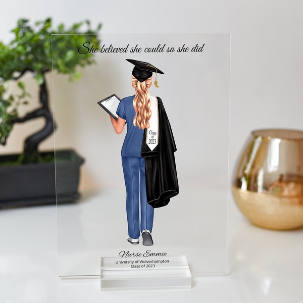 Nursing graduation gifts for her, Nurse Graduation Gift, Nurse graduation plaque, Muslim nurse graduation, NHS Friends, Plaque with Stand