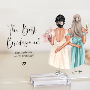 Personalised Bridesmaid Gifts, Bridesmaid Gift, Thank You Bridesmaid, Wedding Keepsake, Maid of Honour Gift, Wedding plaque, Wedding print