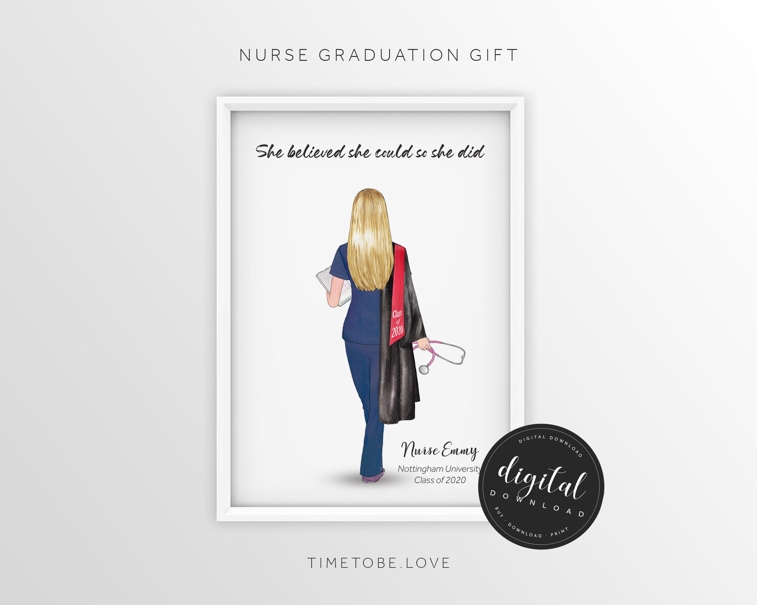 Nurse graduation print Graduation nurse gift Personalised | Etsy