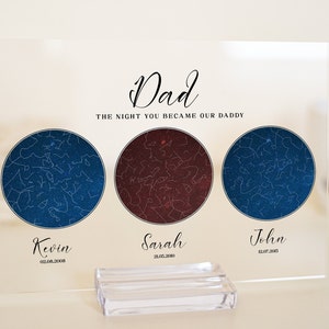 La nuit où vous êtes devenu notre papa, cadeaux pour papa et papa, impressions personnalisées de carte des étoiles pour lui, cartes de la nuit des étoiles pour la fête des pères et un anniversaire de mariage