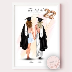 Graduation gift, Best Friends Personalized Graduation Print, Graduation print, We did it, College Graduation print, High School Graduation