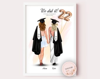 Graduation gift, Best Friends Personalized Graduation Print, Graduation print, We did it, College Graduation print, High School Graduation