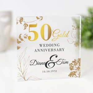 金婚式、パーソナライズされた結婚 50 周年記念ギフト、黄金の 50 年、50 周年おめでとう、お母さんとお父さんへの記念日ギフト