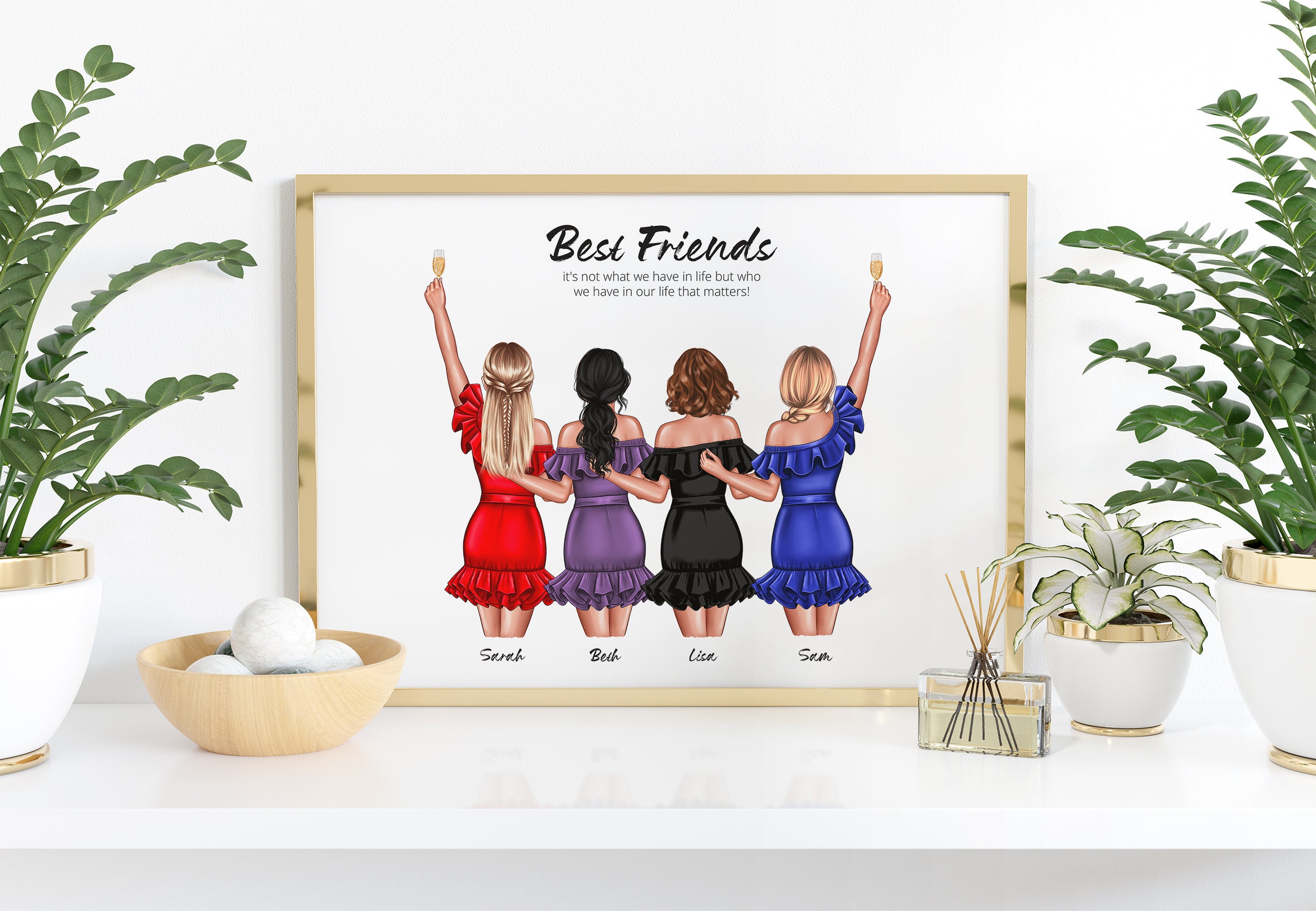 Best Friends Print, Friendship Print, Bestie Print, 4 or 6