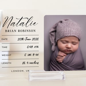 Impresión personalizada de detalles de nacimiento de bebé: el día en que nació, perfecto para el anuncio, regalo de bebé recién nacido y niño, regalo de nueva mamá.