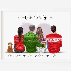 Christmas Family gift, Gifts for her, Custom family Gift,New Home Gift,Mother father daughters and son print,Family Gift,Family portrait