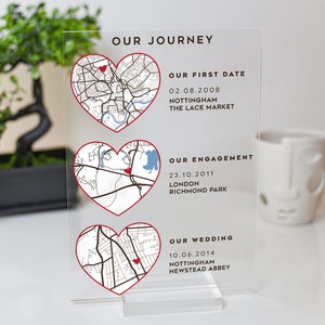 Unsere Reisekarte, personalisierte wo wir uns zum ersten Mal trafen Karte, Geschenke für Freund, Karte unsere erste Verabredung Plakette, Frau Jahrestag, romantische Karte