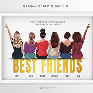 Best friend print, Friendship print, Personalised Friends gift, Friends portrait, Best Friend,Gift for Friends,BFF gift,besties Framed Print