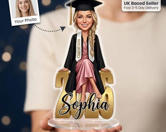 Class of 2026 Graduation Caricature Standee | Graduation gift | Personalised from Photo | Name & Year | Gift for Her | UK Made