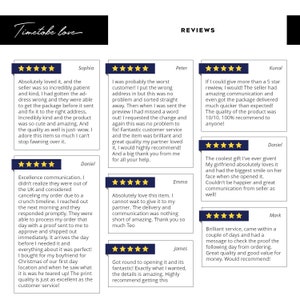 May include: A collection of customer reviews for a product, with five-star ratings and positive comments. The reviews highlight the quality of the product, the excellent customer service, and the fast shipping times.