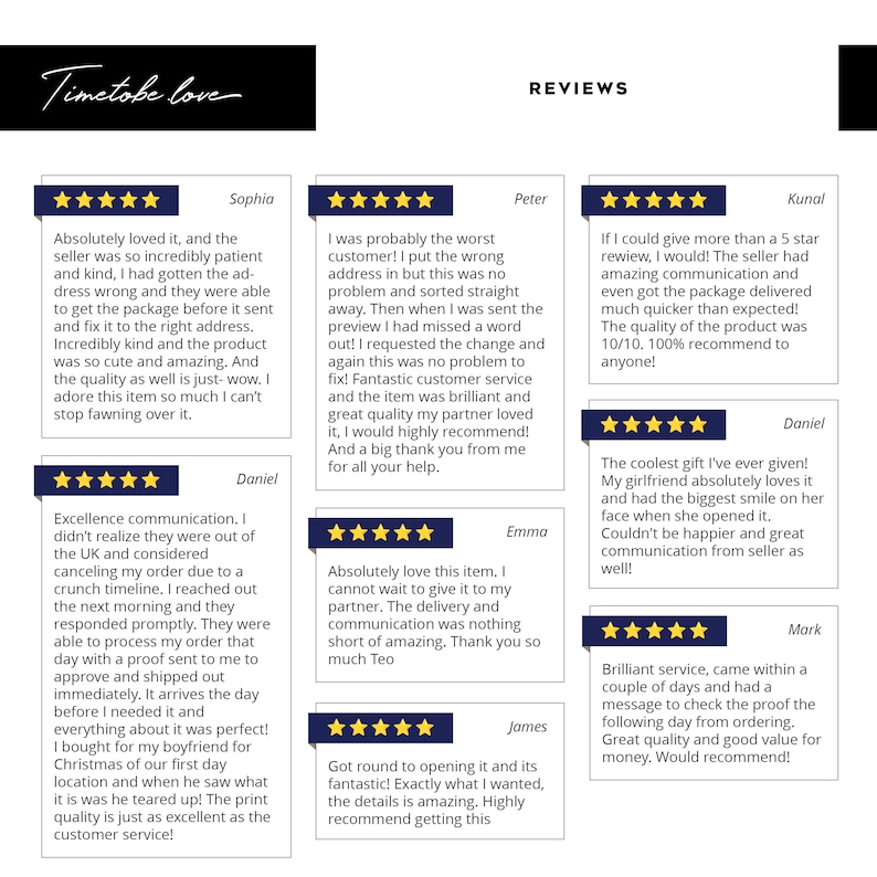 May include: A collection of customer reviews for a product, with five-star ratings and positive comments. The reviews highlight the quality of the product, the excellent customer service, and the fast shipping times.