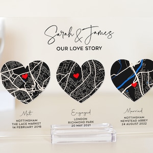 Verlobte Hochzeitsgeschenk, Unsere Liebesgeschichte, Hochzeitstagsgeschenk, Liebesgeschichte, Paare Geschenk, unsere erste Datumskarte, wo wir Karte getroffen haben