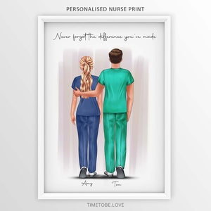 Personalised Nurse print, Nurse gift, Nurse Team, Midwife gift, Thank you gift, Best Friend Print, Thank you nurse, Vet Gift, Scrub Life