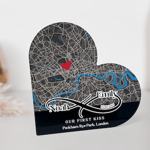 Plaque de carte où nous nous sommes rencontrés - cadeau personnalisé pour la Saint-Valentin - carte acrylique personnalisée - cadeau d'anniversaire pour les couples