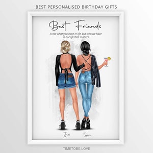 Best Friend Print | Friendship Print | Gift for Friend | Besties Heart | Best Friend Gift | Personalised Print | Birthday Gift for Her