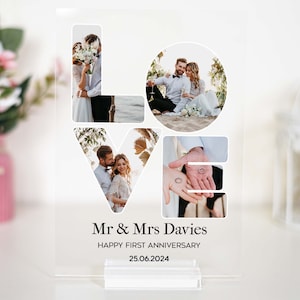Idee regalo per il primo anniversario di coppia: placca fotografica d'amore personalizzata - album fotografico, regalo di San Valentino per lui, regalo di anniversario di matrimonio