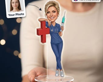 Nurse Caricature Standee | Personalised from Photo | Nursing Graduation | Gift for Nurse | Gift for Her | UK Made