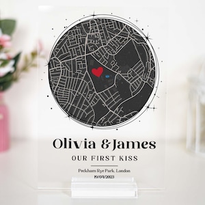 Carte du lieu de notre première rencontre, cadeau d'anniversaire pour lui, carte de localisation | Anniversaire d'une femme, premier rendez-vous, cadeau de Noël pour petite amie, là où tout a commencé