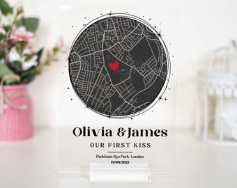 Mapa de dónde nos conocimos por primera vez, regalo de aniversario para él, mapa de ubicación / aniversario de la esposa, regalo de Navidad de la primera cita para la novia, donde todo comenzó