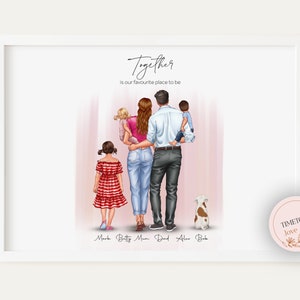 Personalised Family Print, Print for Family, Mothers Day Gift, Custom Family Gfit, wall decor, Customised Print,Newborn Gift,Family with dog