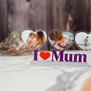 Benutzerdefinierte Mom Photo Display - Herz Acryl Plaque, personalisiertes Muttertagsgeschenk, Sentimentales Andenken für Mama von Tochter oder Sohn