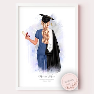 Regalo de enfermera, regalo de graduación de enfermera, regalos de graduación, impresión de enfermera, regalo de graduación de enfermera, graduación de enfermera musulmana, amigos del NHS, impresión enmarcada