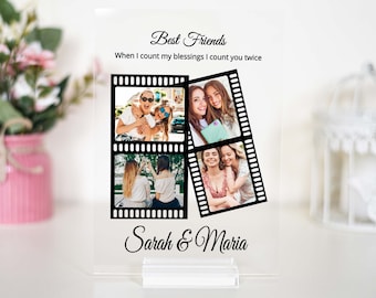 Beste Freunde Kamerarolle Erinnerungsfilm Foto Geschenk, personalisierte Fotocollage Plakette für Liebhaber Familie Freunde Geburtstag Jahrestag Freundschaft