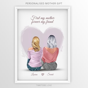 Mother's Day Gift, Personalised Mothers Day Gift, Mum Gift, Family Portrait, Gift for Mum, Mother and daughter print, Mum Print,framed print