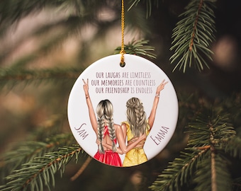Christmas Best friends ornament, Bestie Christmas Gift, friendship ornament, two best friends ornament, gift for sister, Besties ornament