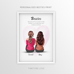Best friend print, gifts for friends, Bestie Gift, BFF gift, Personalized Friendship print, Sisters Gift, Framed poster, birthday gift