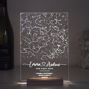 Luce notturna con mappa stellare personalizzata - Lampada LED con mappa delle costellazioni personalizzata - Regalo per lui/lei anniversario, coppia, compleanno o regalo di fidanzamento