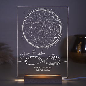 Luce notturna con mappa stellare personalizzata - Mappa delle costellazioni personalizzata - Regali unici per coppie - Regalo di fidanzamento per lui/lei