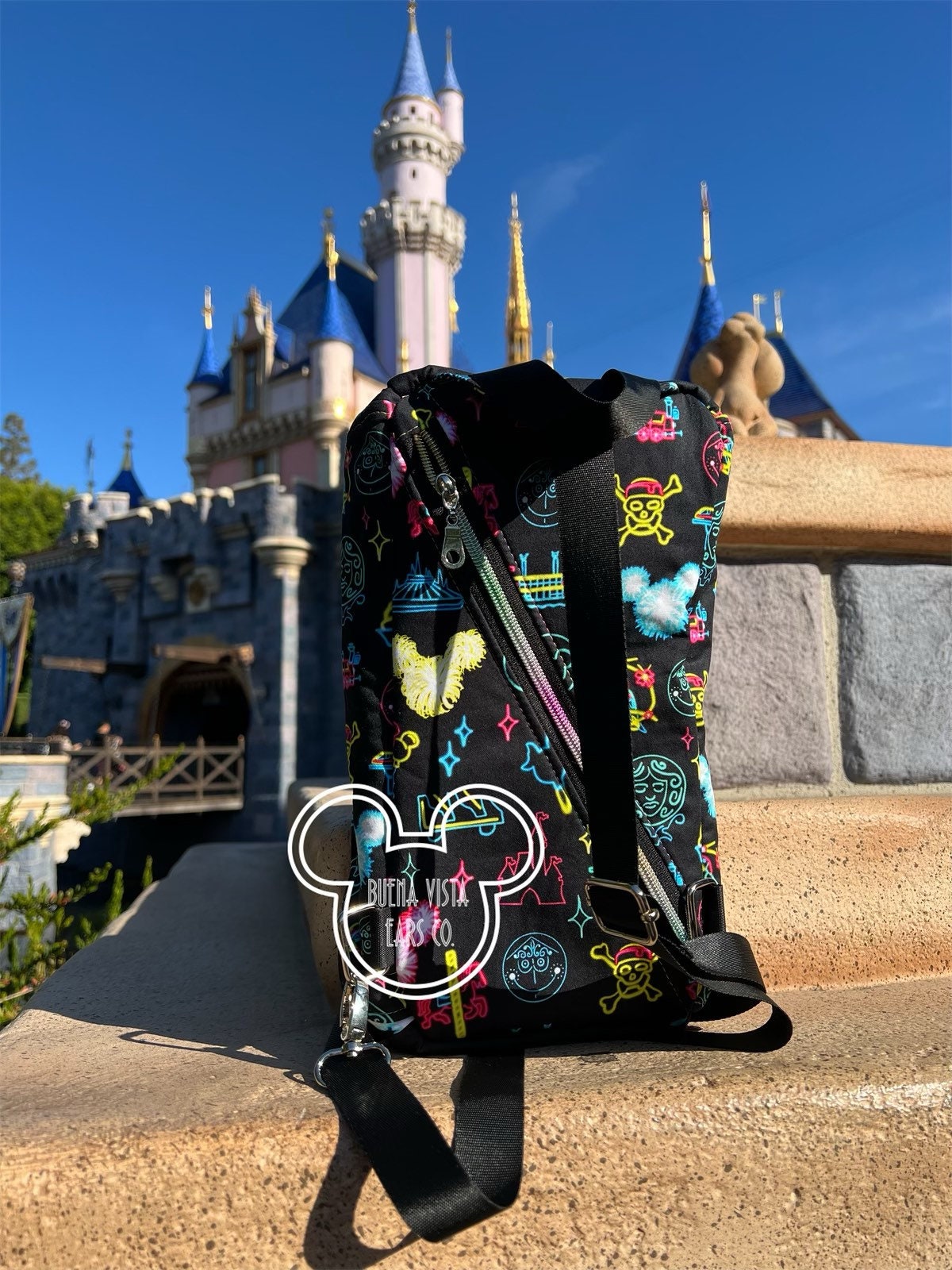 Neon Disney Park Icons Sling Backpack