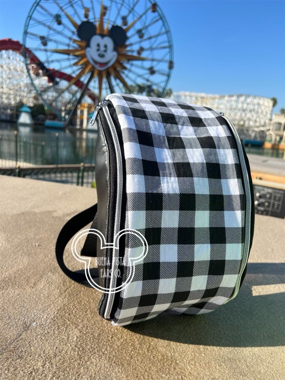 Black and White Buffalo Plaid Sling Backpack