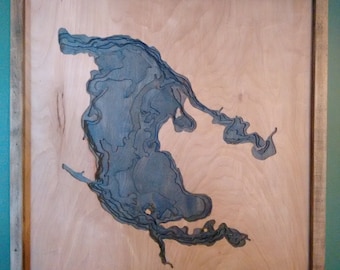 Custom wooden lake map