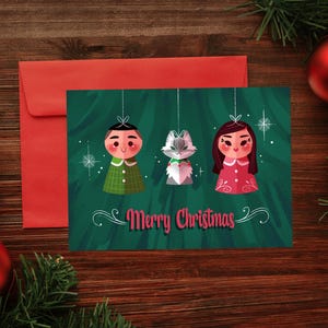 Benutzerdefinierte Weihnachtskarte, benutzerdefinierte Weihnachtsporträt vom Foto, digitale Familienillustration, benutzerdefinierte Porträt personalisiert, benutzerdefinierte Zeichnung