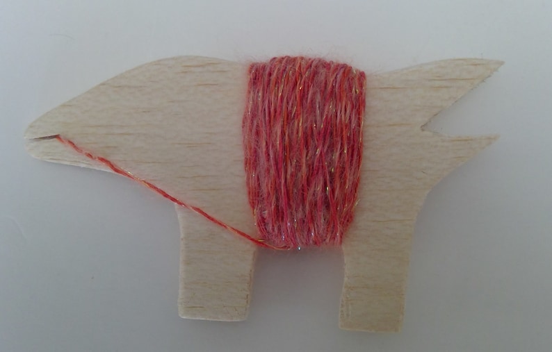 Silk-Mohair-Sparkle Thread on Handmade Balsa Wood Thread Winder
