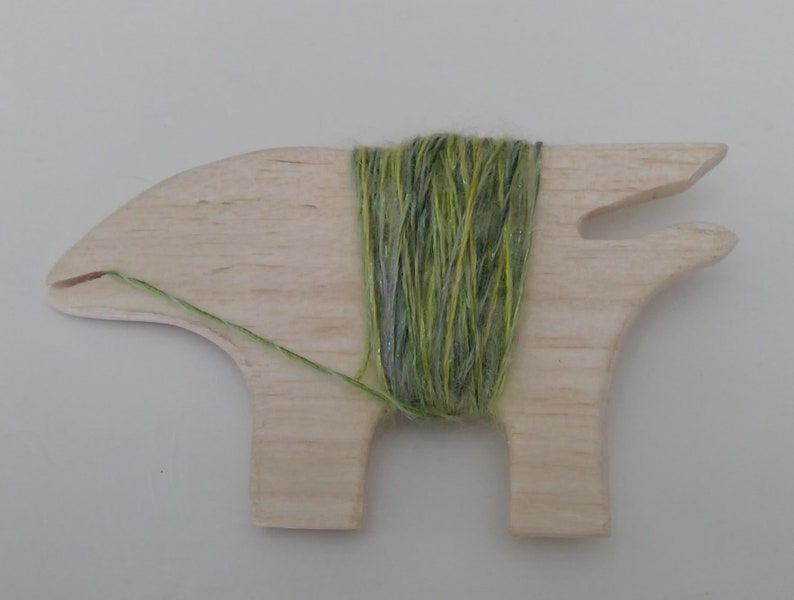 Silk-Mohair-Sparkle Thread on Handmade Balsa Wood Thread Winder