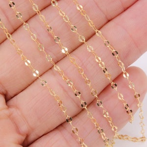 14 K Gold Filled Bar Jewelry Chains, 3 mm 14 20 Gold Sequin Bar CH #740, Unfinished, Long and Short Chain, By the Foot