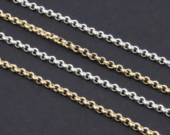 14 K Gold Filled Rolo Chains, 2 mm 925 Sterling Silver CH #861, 1.2 mm Thick Unfinished CH #761, Belcher By The Foot, Round Circle Chain