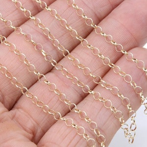 14 K Gold Filled Rolo Chains, 14 20 Unfinished By The Foot CH #763, 3.3 mm Round Circle Rolo Jewelry Chain