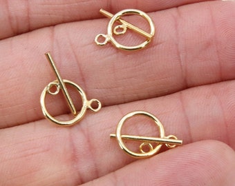 14 K Gold Filled Toggle Clasp, Round Clasps with Toggle Bar Connectors # 2799, 11 x 14 mm, 16 mm Bar, for Necklace or Bracelets