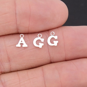 925 Sterling Silver Letter Charms, 6 x 8 mm Silver Alphabet Letters #2463, Minimalist Block Name Letters, Personalized Letters