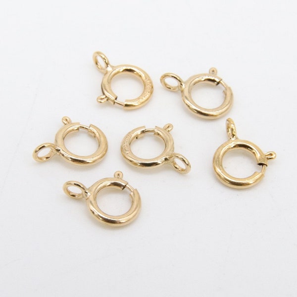 14 K Gold Filled Spring Ring Clasps, 5.5 mm Jewelry Findings #2116, Stamped 14 20 with Closed Loops