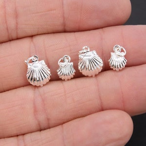 Bright Silver Shell Beach Nautical Charms, Starfish Seashells, Scallop Ocean Charms