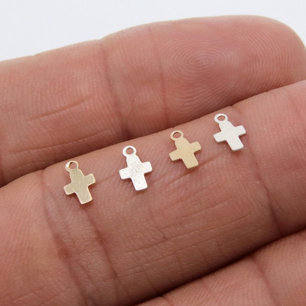 14 K Gold Filled Cross Charms, AG #833/#2146, 3 Pc 925 Sterling Silver Tiny Crosses, Minimalist 14 20 Religious Jewelry