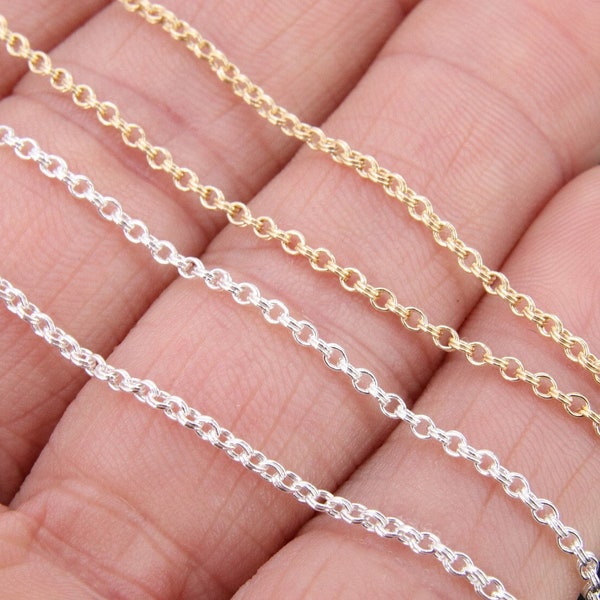 14 K Gold Filled Double Rolo Chains, 2 mm 925 Sterling Silver CH #766, 1.6 mm Thick  Unfinished CH #865, By The Foot, Round Circle Cable